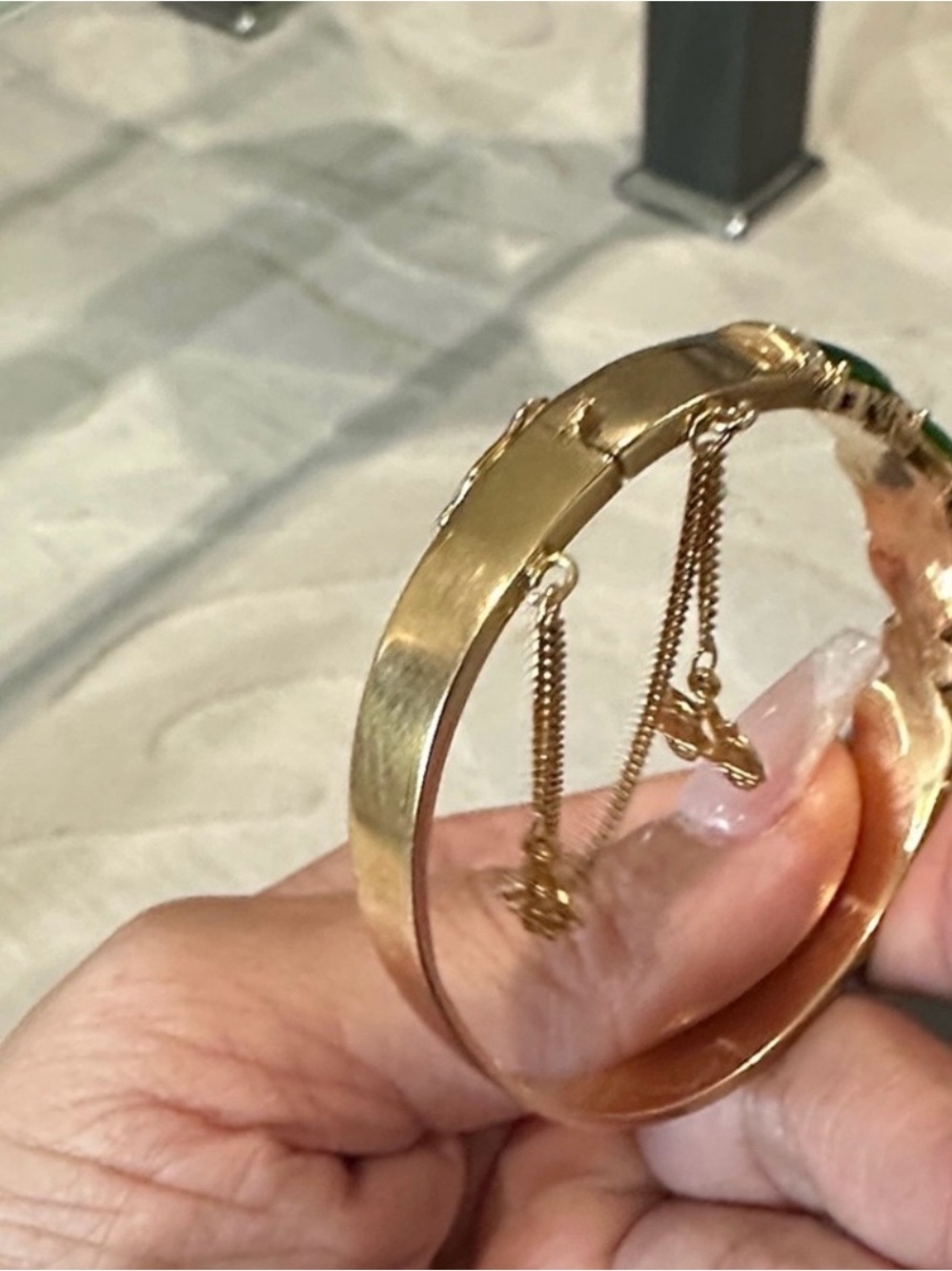 14k Diamond/Jade Bracelet with Charm - Picture 6 of 7